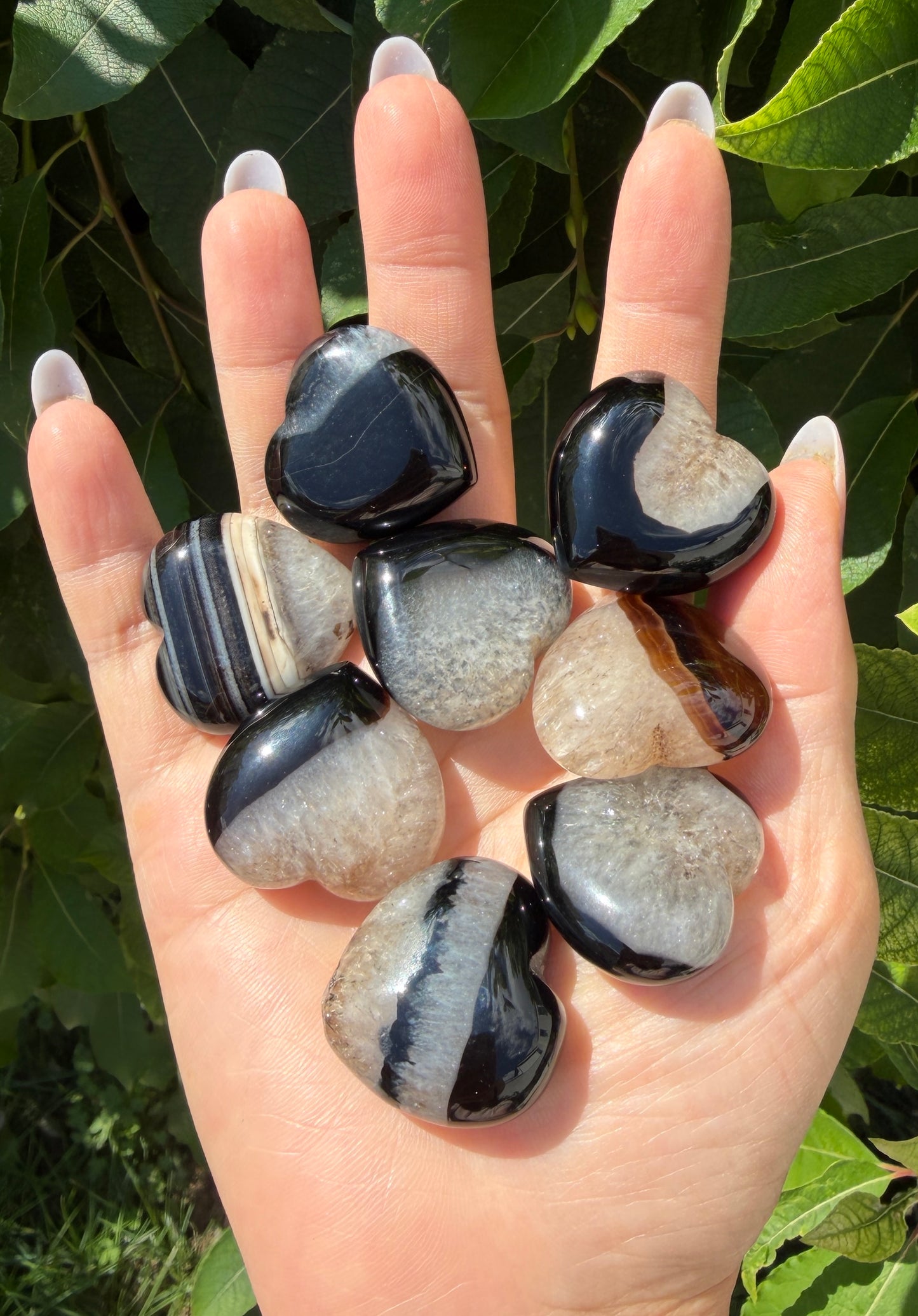 Wholesale 1 lb 1” Natural Onyx Heart Crystal Energy
