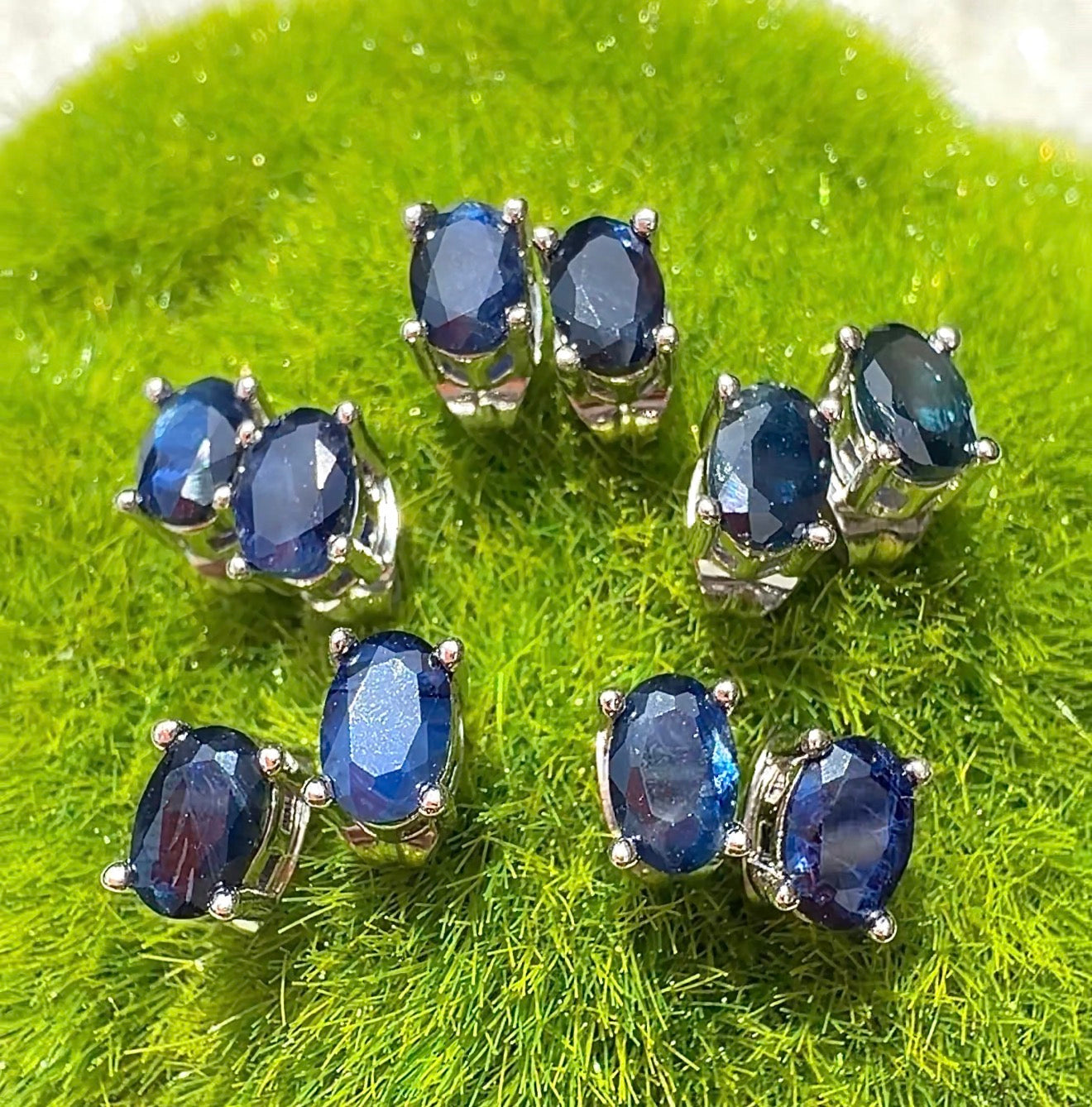 Wholesale Lot 5 Pairs Natural Sapphire Sterling Silver(925) Posts
