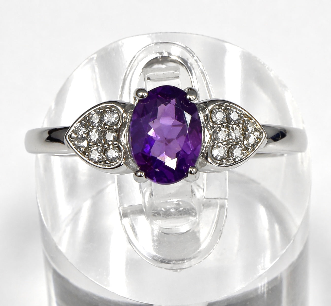 Wholesale Lot 7 pcs Natural Amethyst Stainless Steel Ring 5x7mm