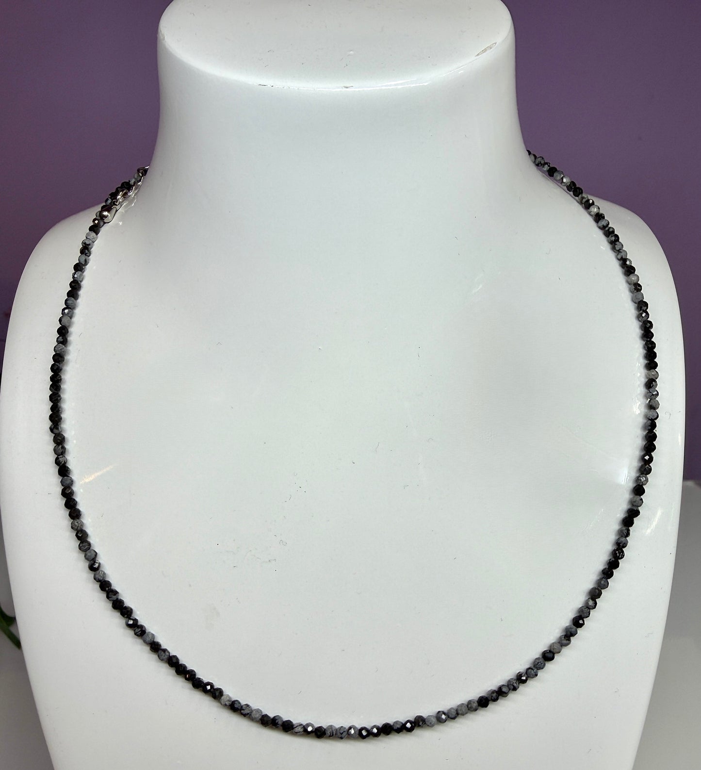 6 PCs 2mm Natural Snowflake Obsidian Necklaces Crystals Healing Energy