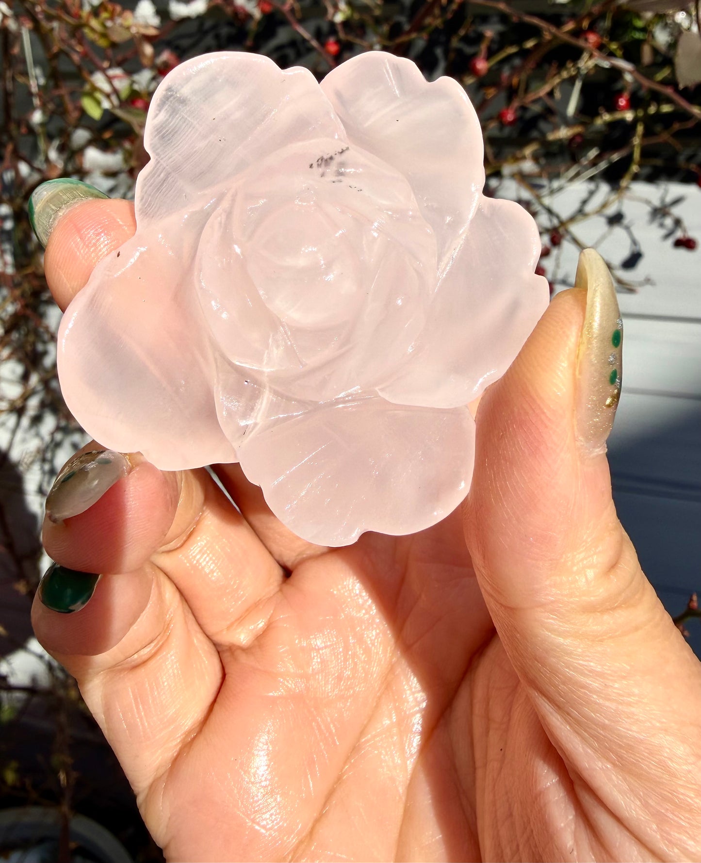 4-5 PCs Natural Mangano Calcite Flowers Carving Crystals Healing Energy