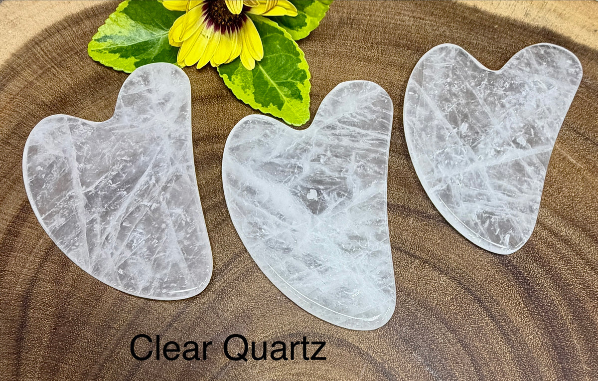 8 pcs Natural Crystal Gua Sha Facial Massage Heart