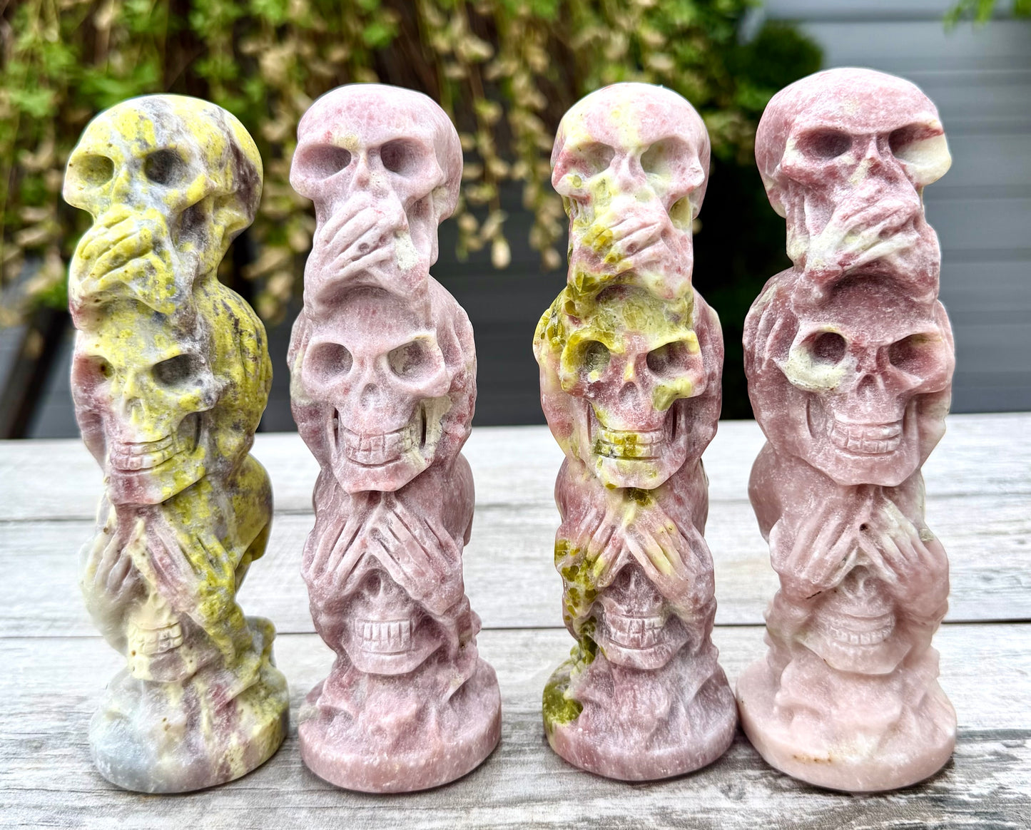 4 PCs 6” Natural Pink Aventurine SerpentineSkulls Crystal Healing Energy