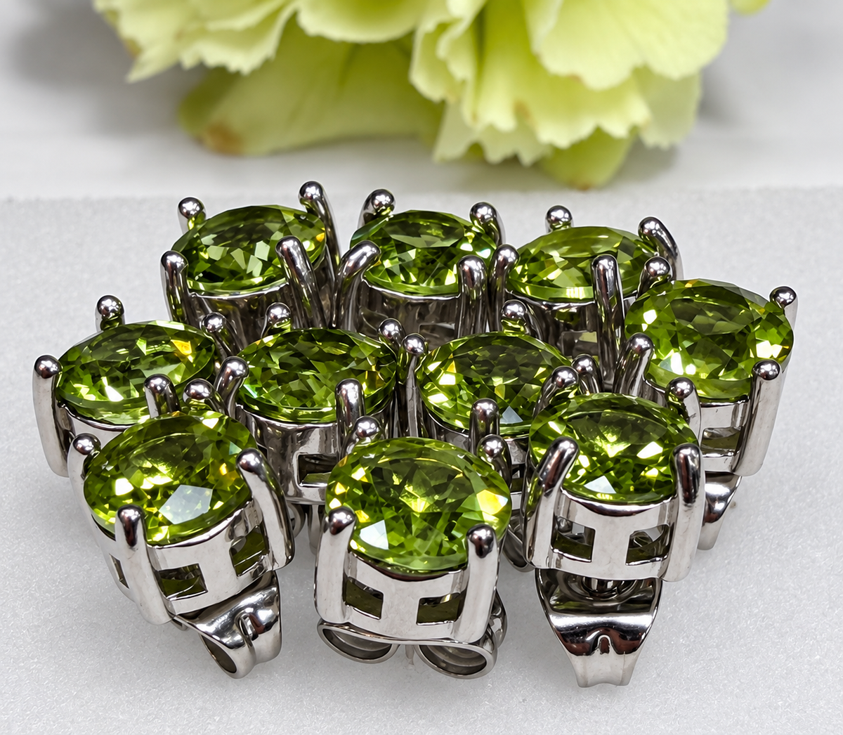 Wholesale Lot 5 Pairs Natural Peridot Sterling Silver(925) Earring Studs 6mm