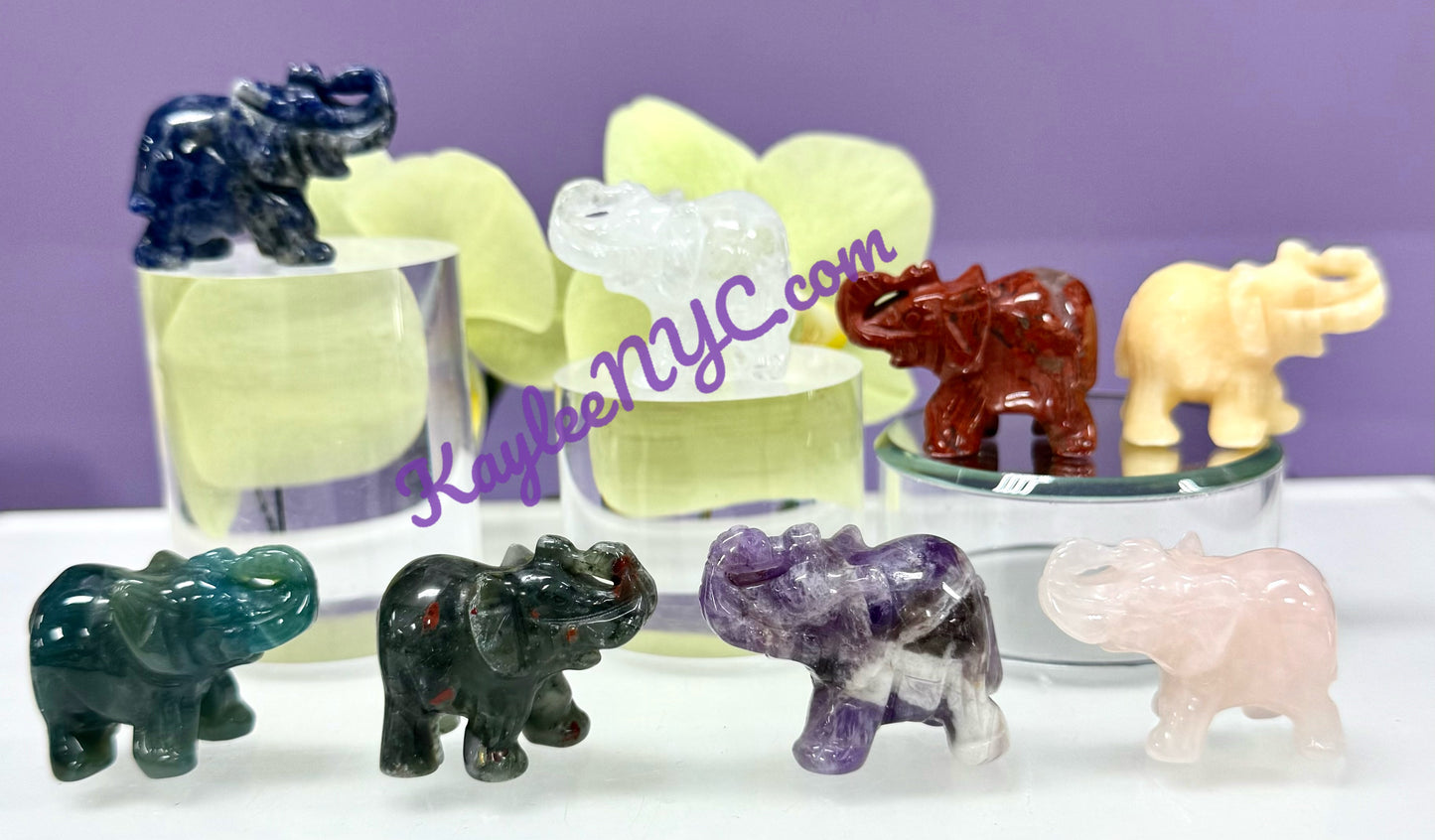 8 PCs 1.5” Mix Natural Crystal Elephant