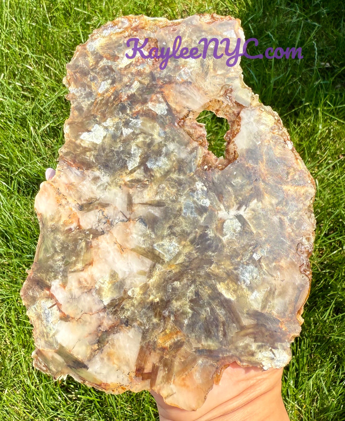 3 PCs Natural Golden Lepidolite Mica Slabs
