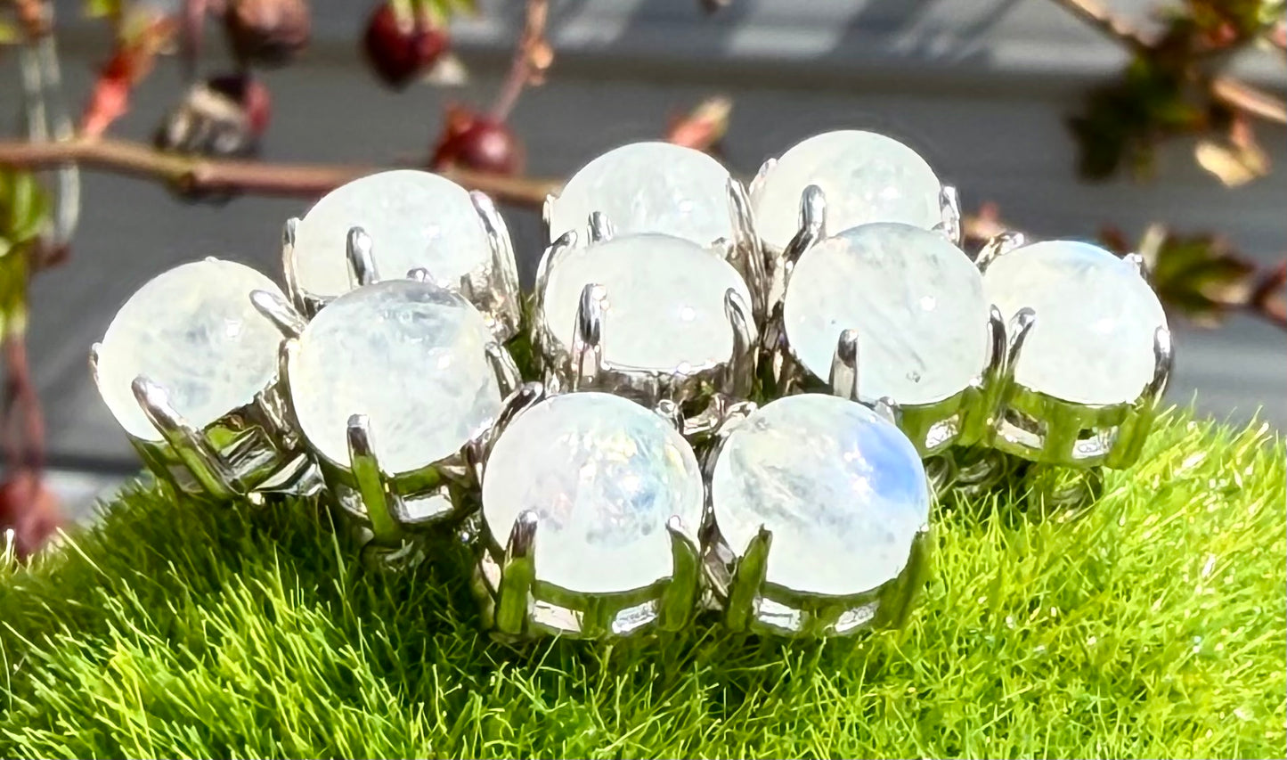 Wholesale Lot 5 Pairs Natural Moonstone Sterling Silver(925) Earring Studs 7mm