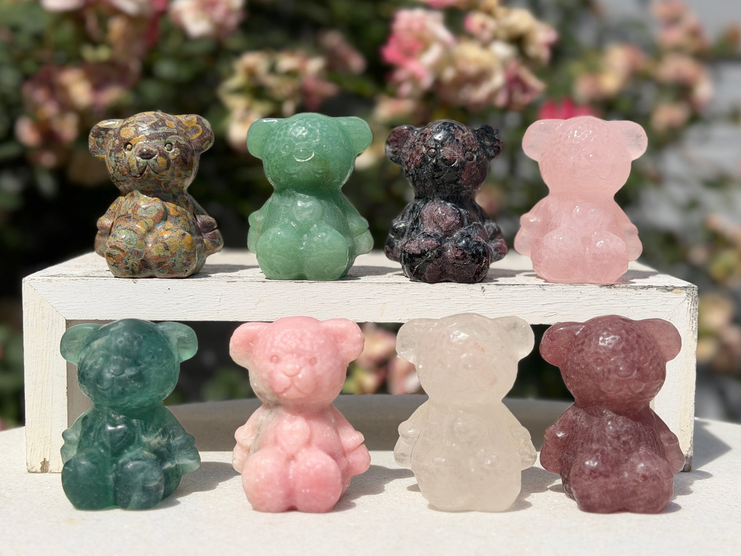 8 PCs Natural Crystals Teddy Bears healing energy