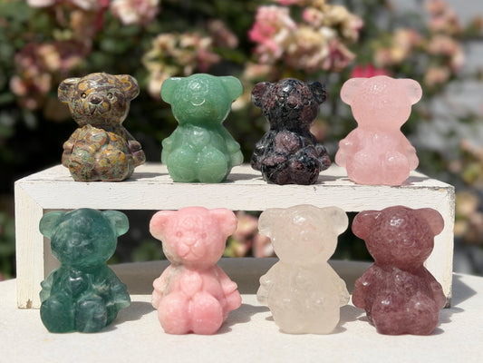 8 PCs Natural Crystals Teddy Bears healing energy