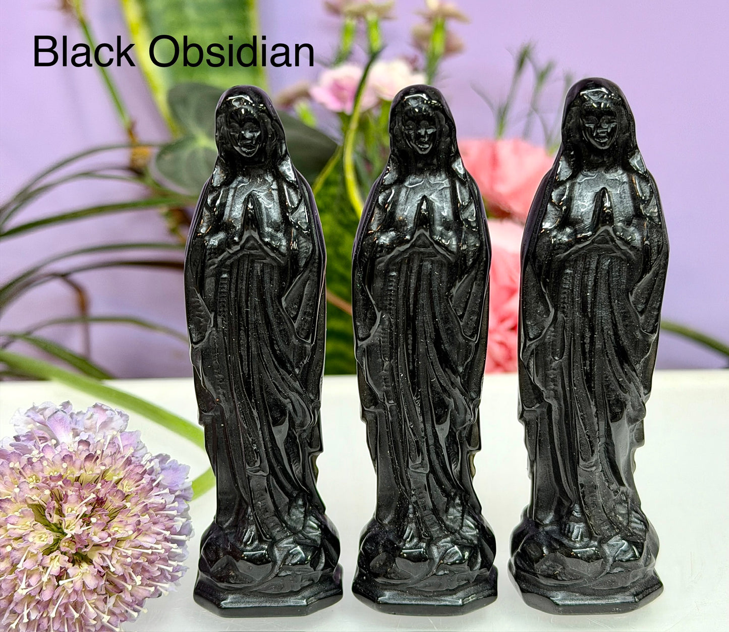 4PCs 10cm Natural Crystals Virgin Mary Healing Energy