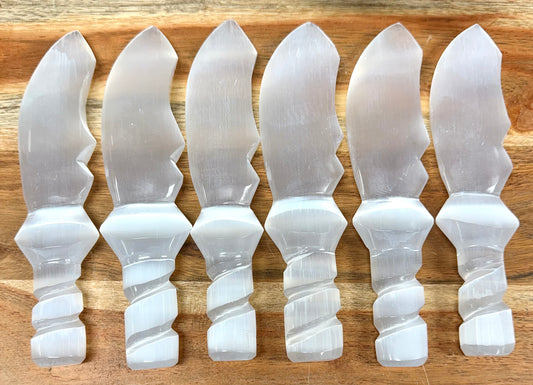 Wholesale Lot 6 pcs Natural Selenite aka Satin Spar Knife 20cm