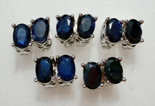 Wholesale Lot 5 Pairs Natural Sapphire Sterling Silver(925) Posts
