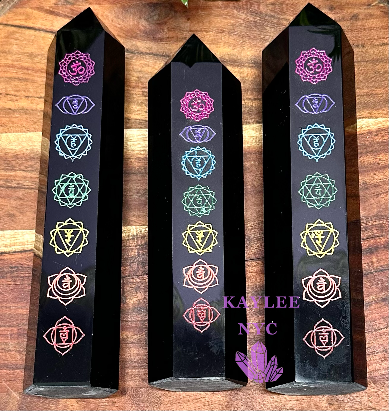 3 PCs Large Natural Chakra Black Obsidian Obelisk Crystal Point