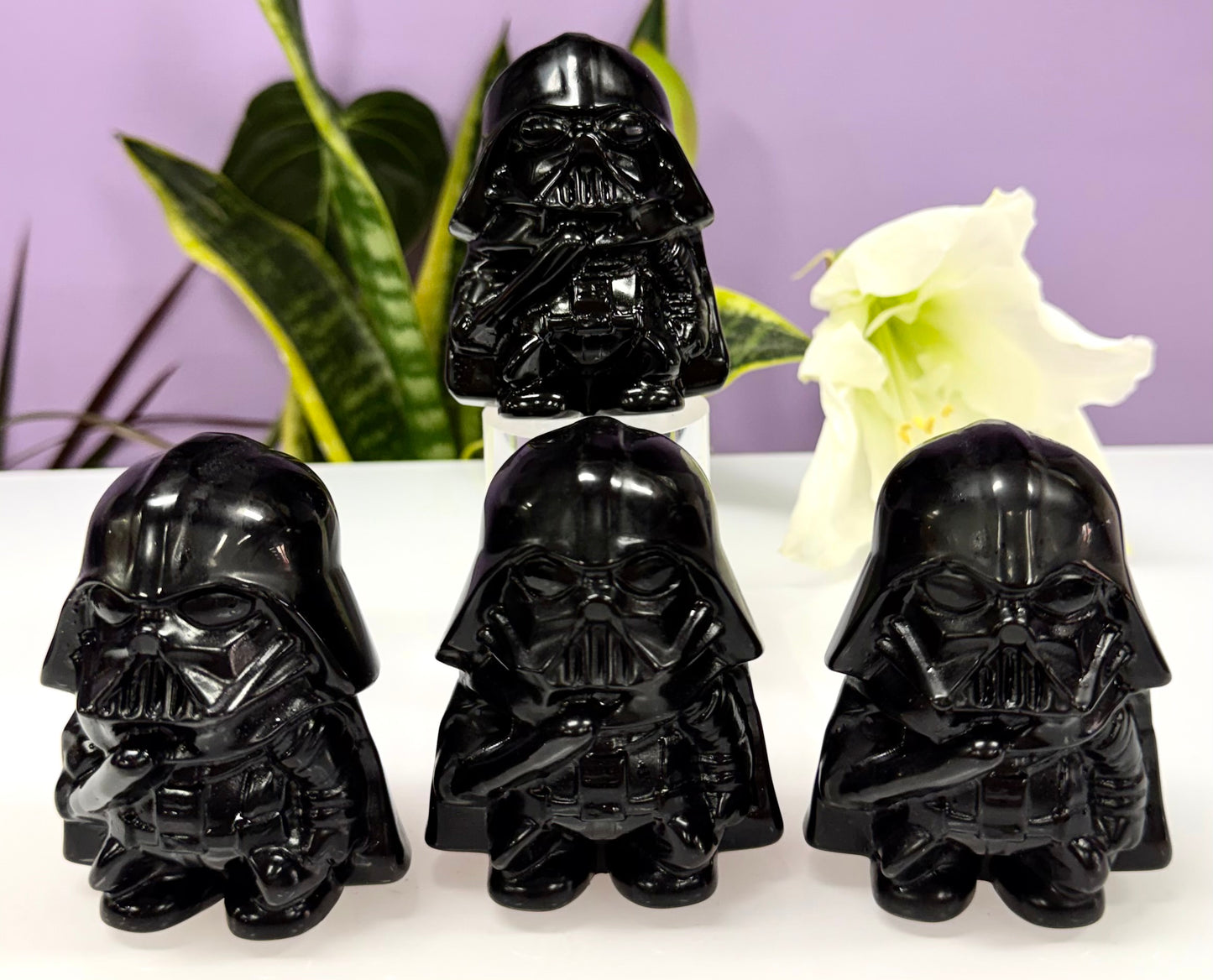 Wholesale Lot 4 PCs 8cm Black Obsidian Darth Vader Crystal Healing Energy