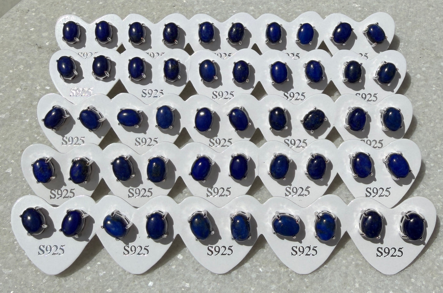 Wholesale Lot 5 Pairs Lapis Lazuli 6x8mm Stud Earrings Sterling Silver(925)