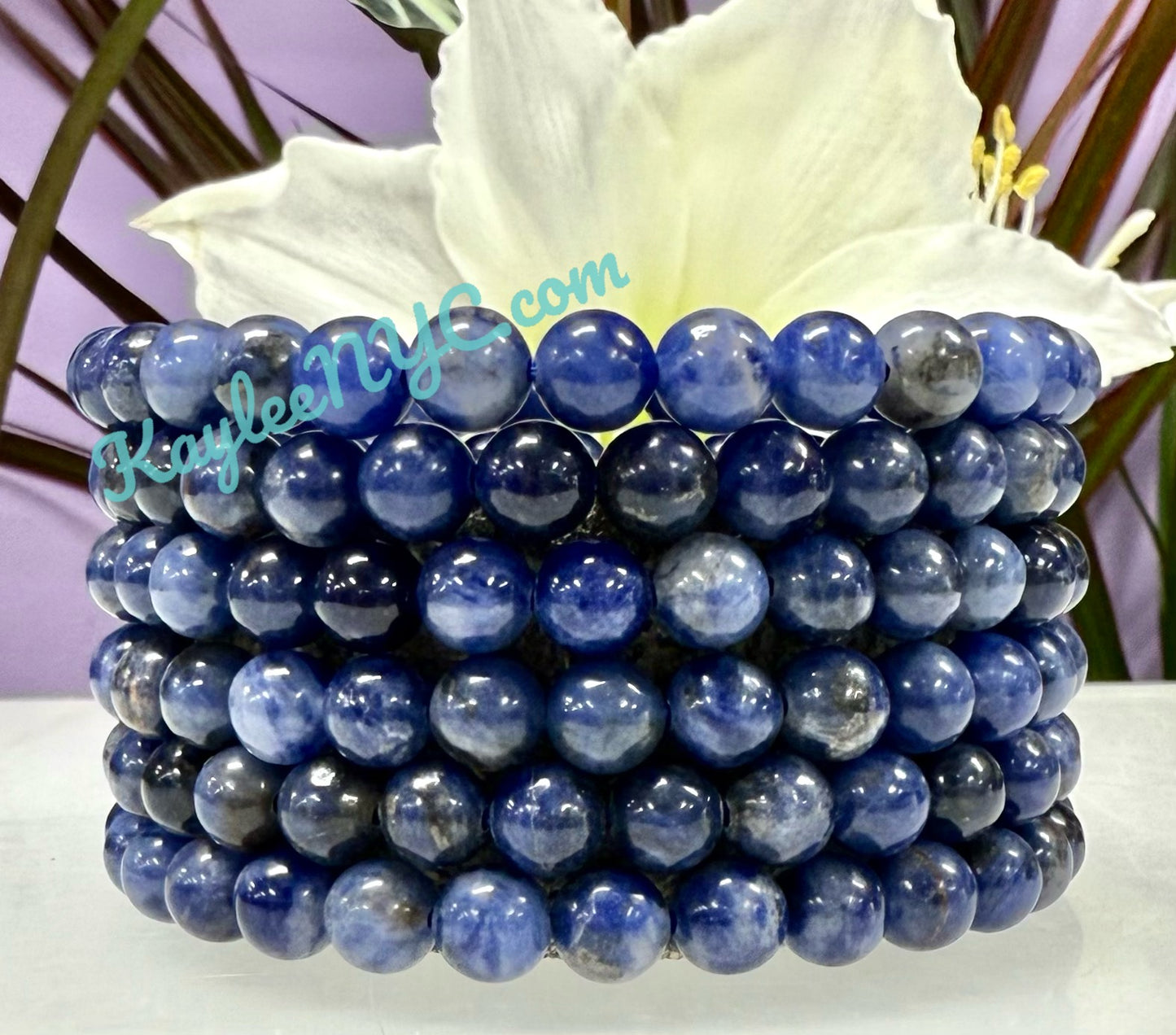 Wholesale 6 Pcs Natural Sodalite 6mm 7.5” Crystal Healing Stretch Bracelet