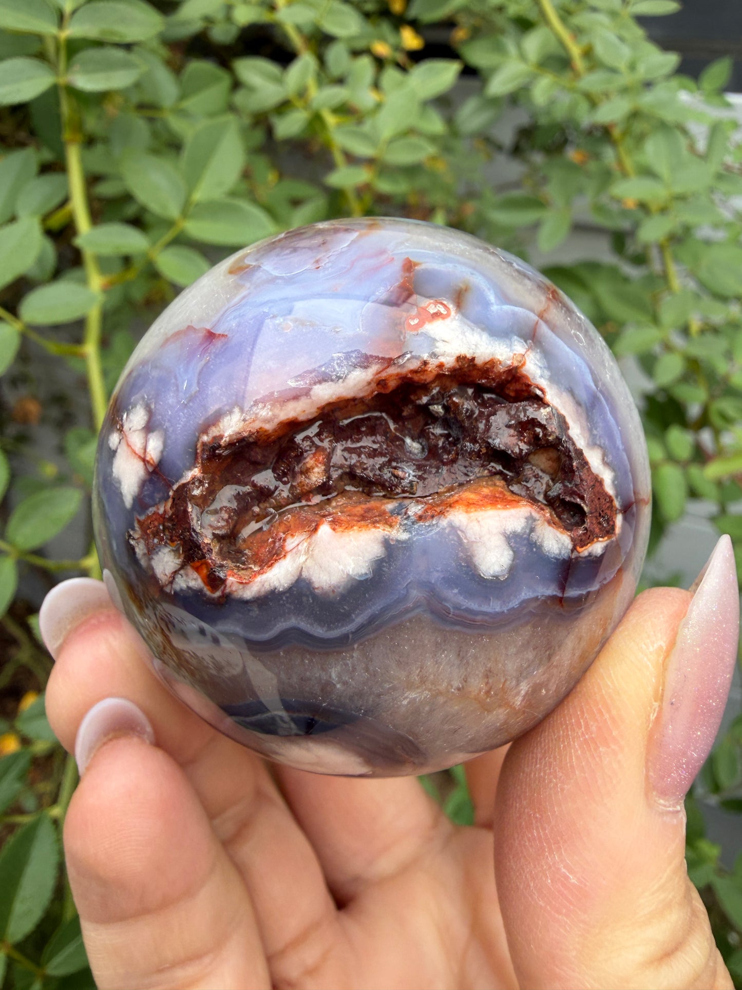 4pcs Blue Flower Agate Sphere Crystal Healing