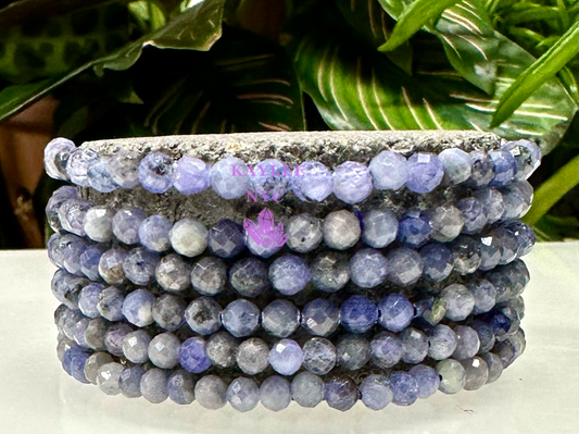 6 PCs 4.5mm Natural Tanzanite Faceted stretch bracelet 7.5”