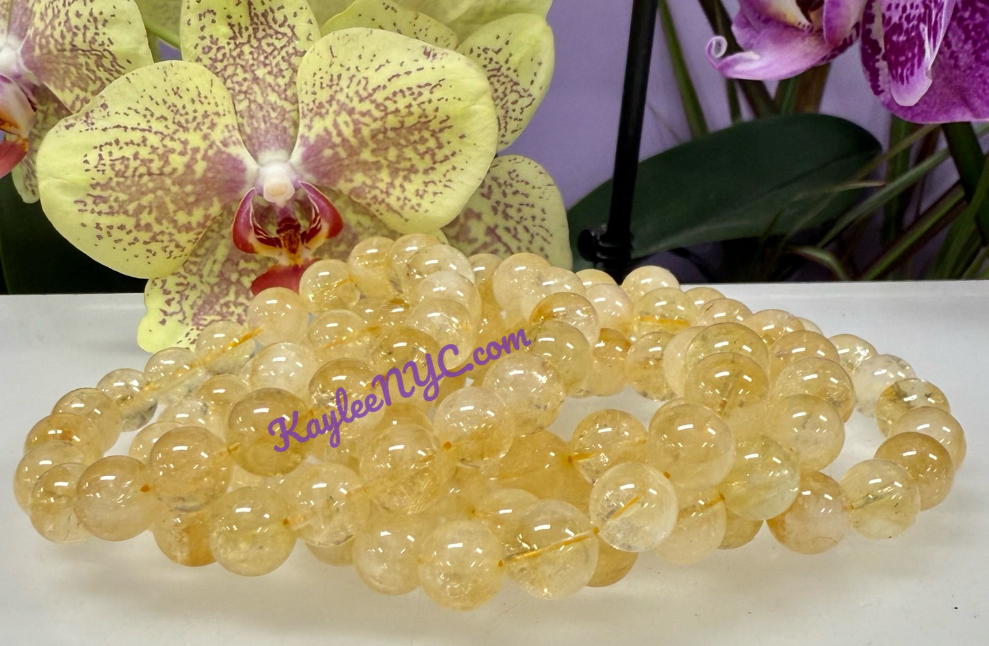 Wholesale Lot 6 Pcs Citrine 10mm 7.5” Crystal Healing Stretch Bracelet
