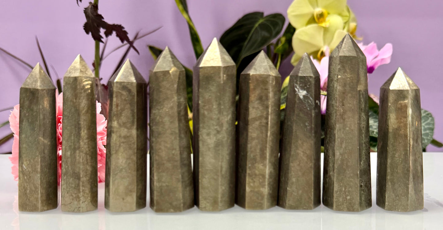 Wholesale Lot 2 Lbs Natural Pyrite Tower Obelisk Point Crystal Energy
