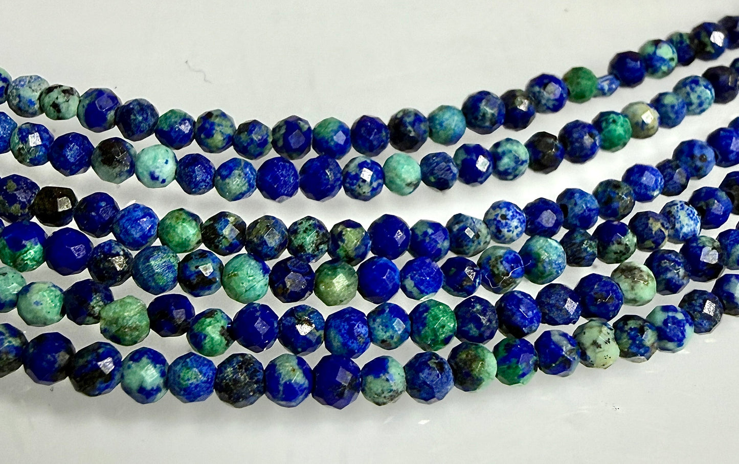 6 PCs 2mm Faceted Natural Chrysocolla Necklace Stainless Steel Finding
