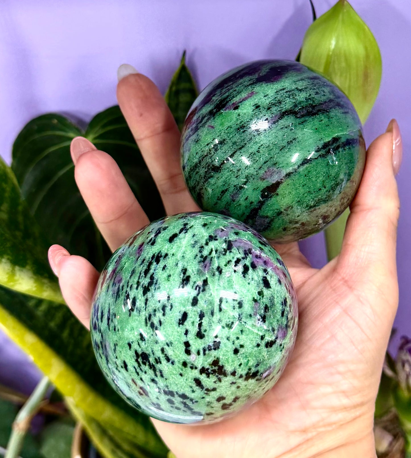 3-4 PCs Natural Ruby Zoisite Sphere Crystals Healing Energy