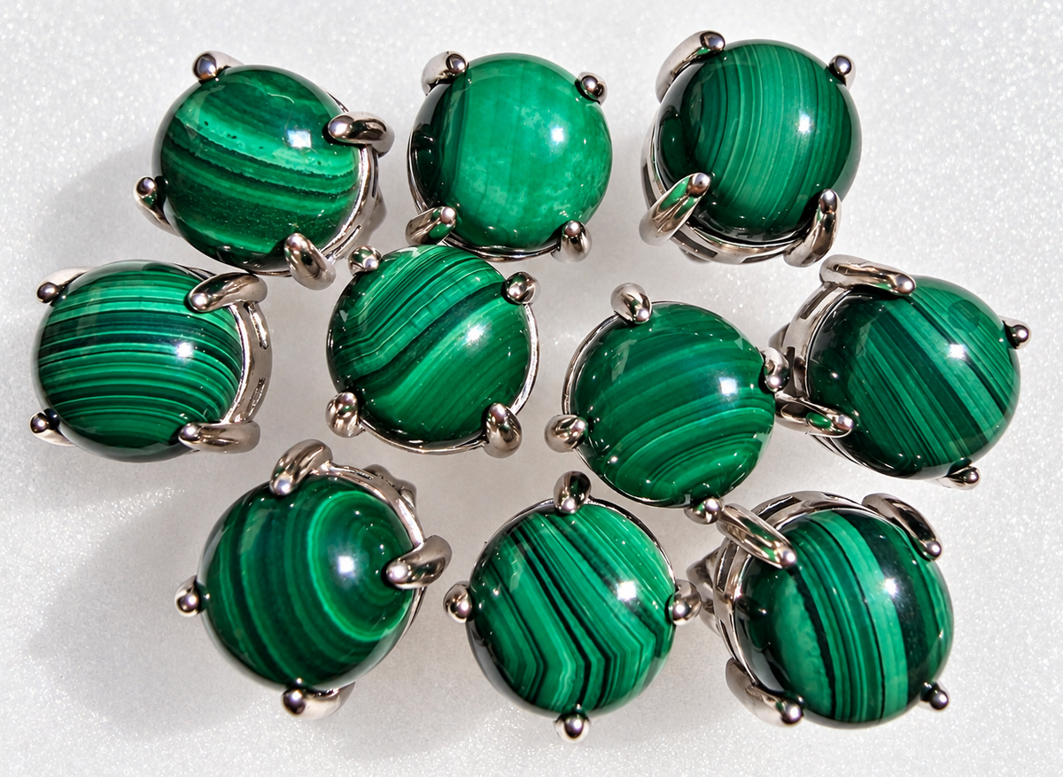 Wholesale Lot 5 Pairs Natural Malachite Earring Studs 7mm Crystals Healing Energy