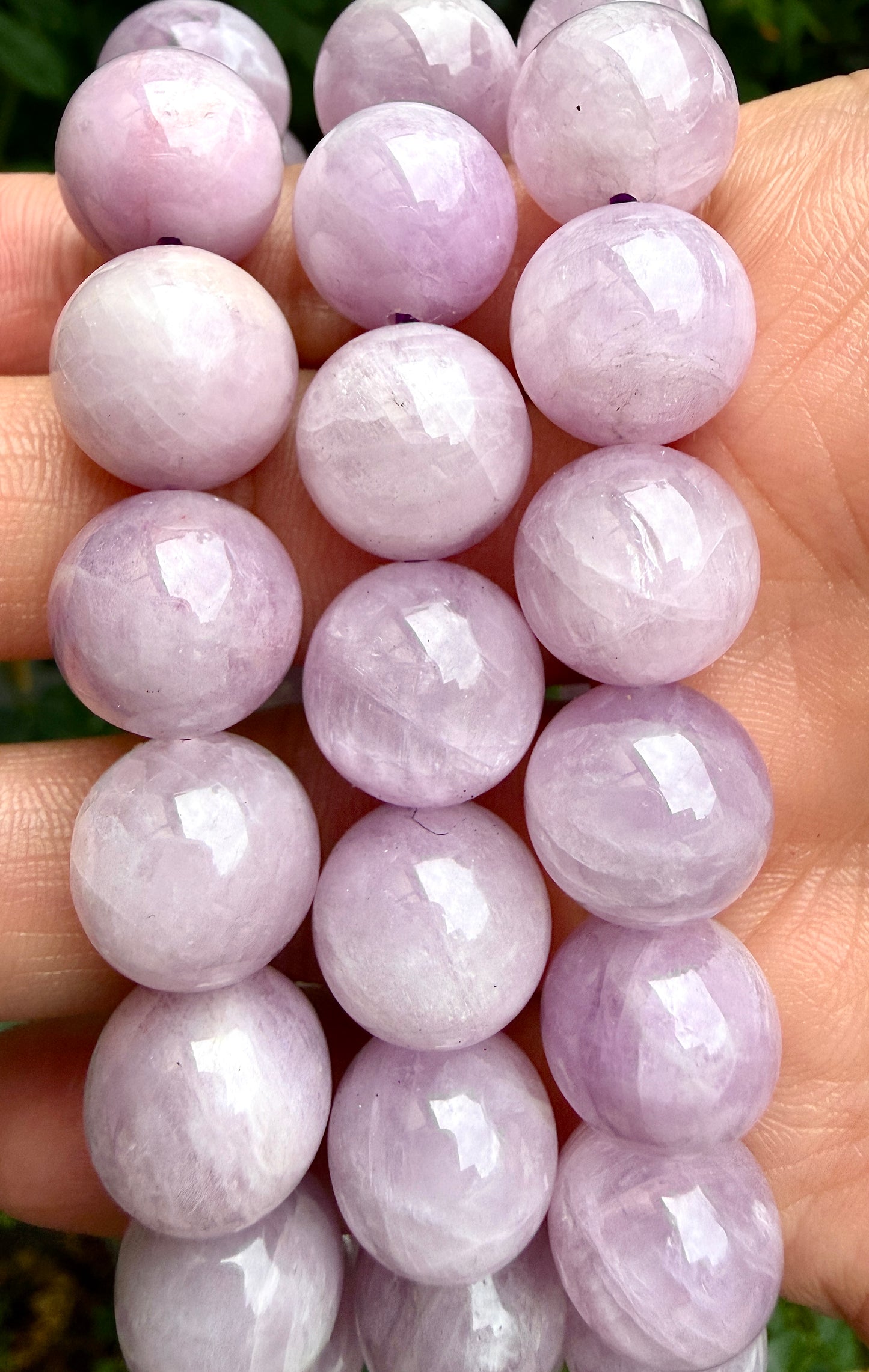 3 PCs 11.5-13mm Natural Kunzite Stretch Bracelet 8”