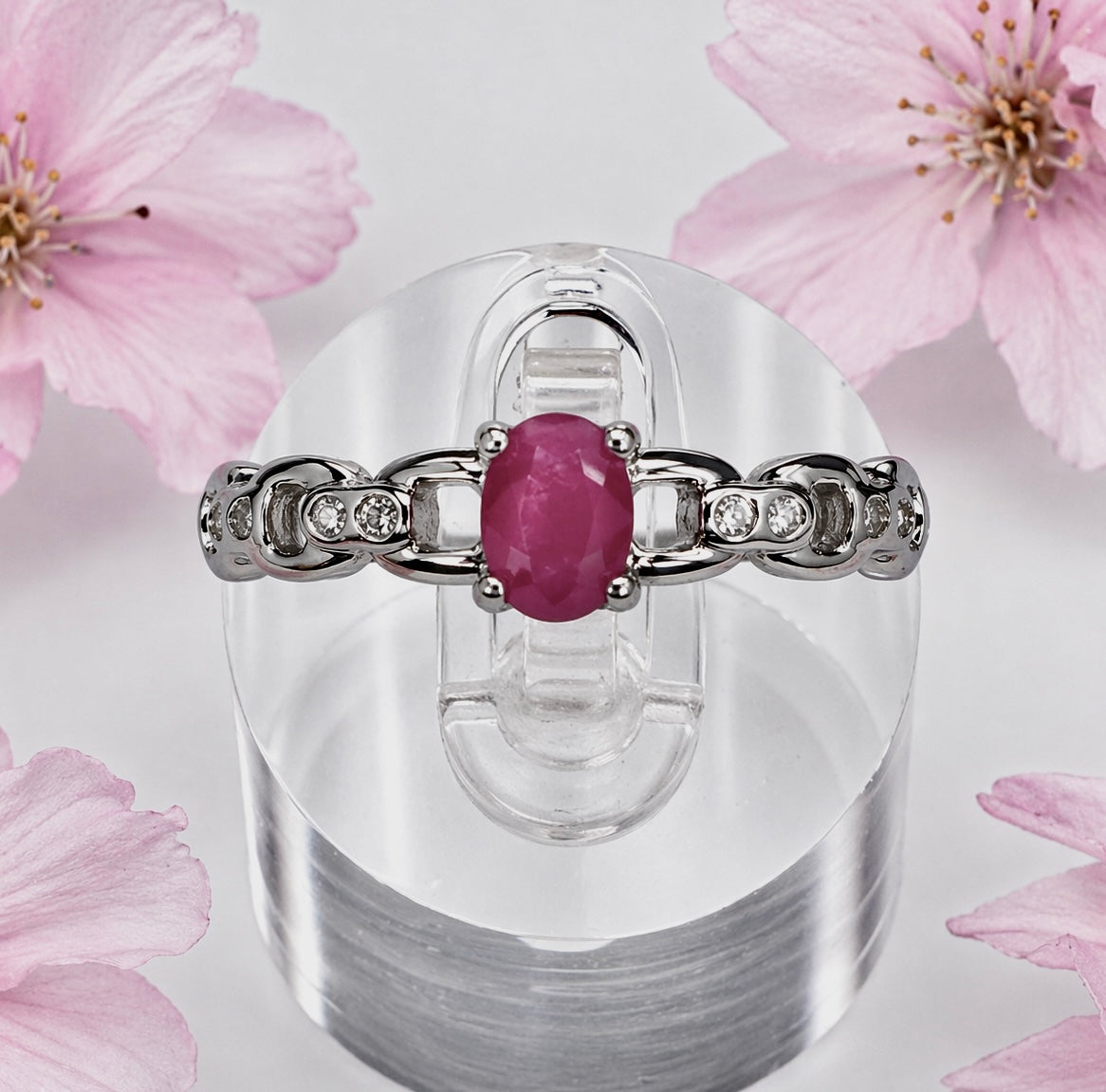 Wholesale Lot 7 pcs Natural Ruby Stainless Steel Ring 4x6mm