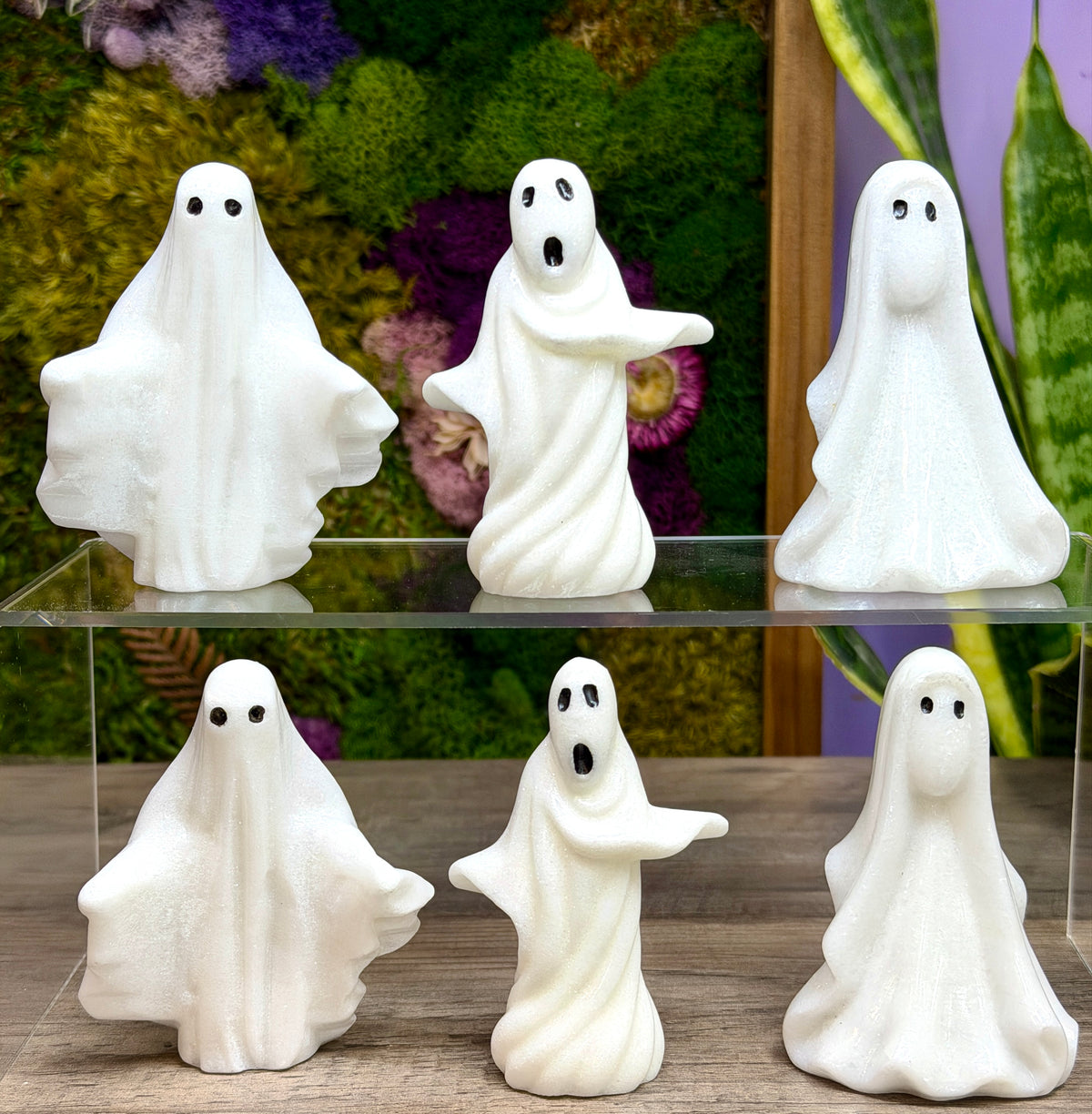 6 PCs 8cm Natural Snow Quartz Ghost Figurines healing energy