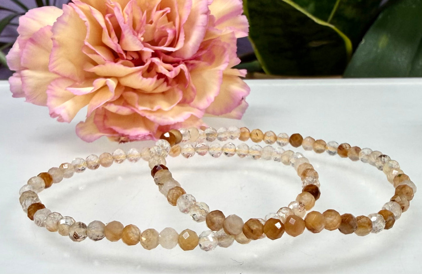 6 PCs 4mm Natural Amphibole Quartz Stretch Bracelet 7.5”