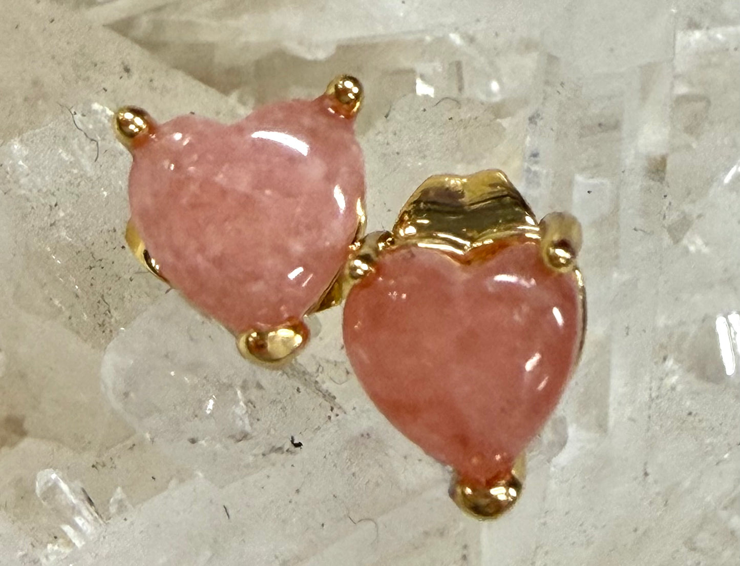 Wholesale Lot 5 Pairs Natural Rhodochrosite Heart Sterling Silver(925) Earring Studs 6mm