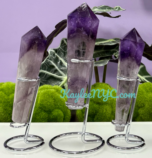 Wholesale Lot 3 pcs Natural Amethyst Septer w stand Crystal Energy