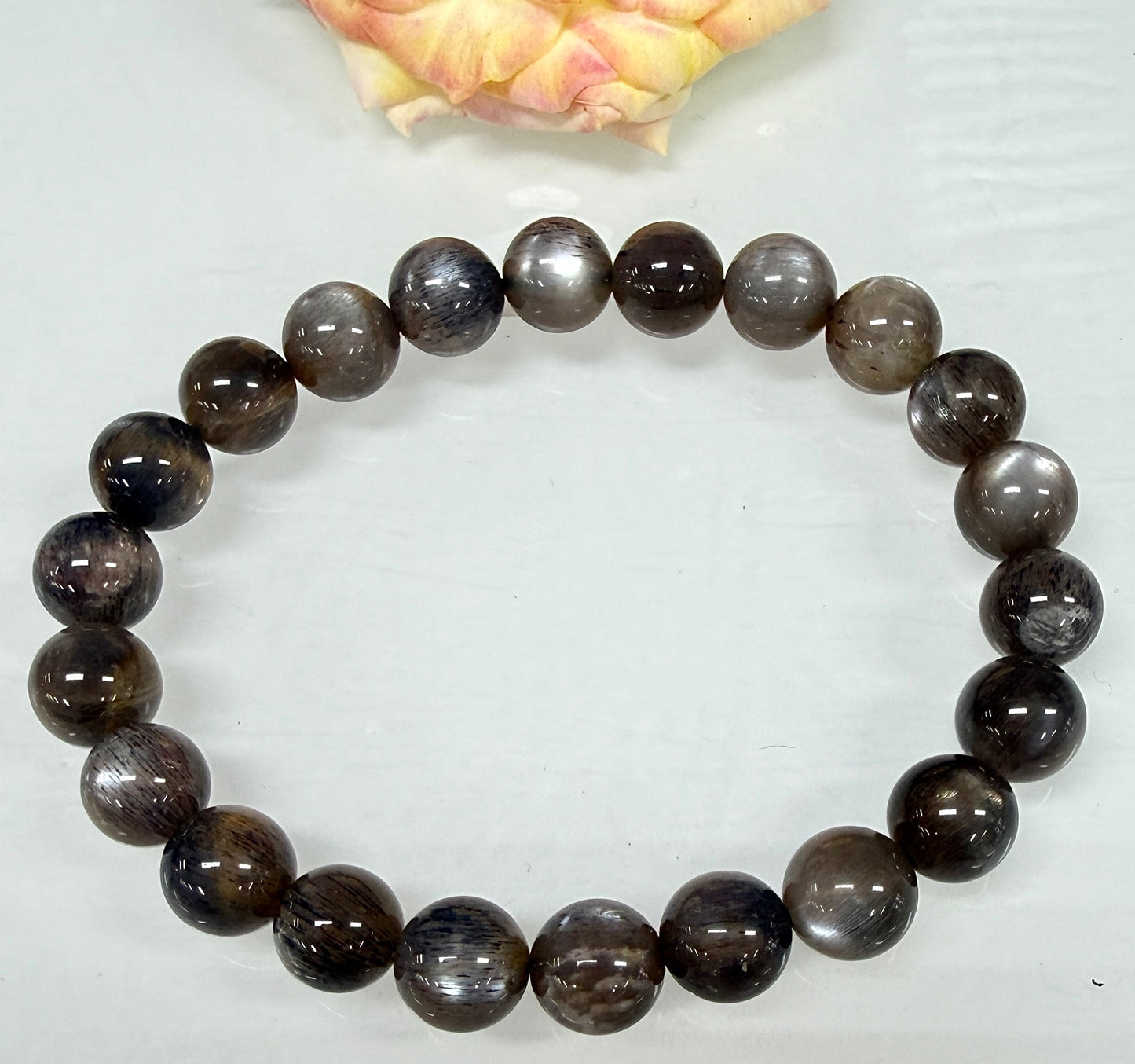 Wholesale 6 Pcs Natural Black Moonstone 8mm 7.5” Crystal Stretch Bracelet