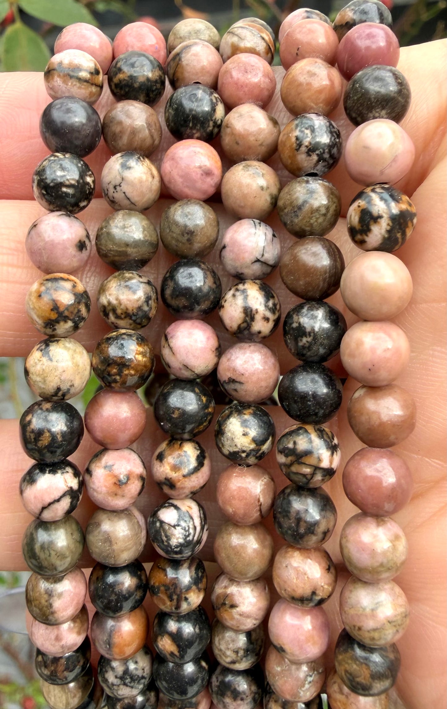 Wholesale Lot 6 Pcs Rhodonite 6mm 7.5” Crystal Healing Stretch Bracelet