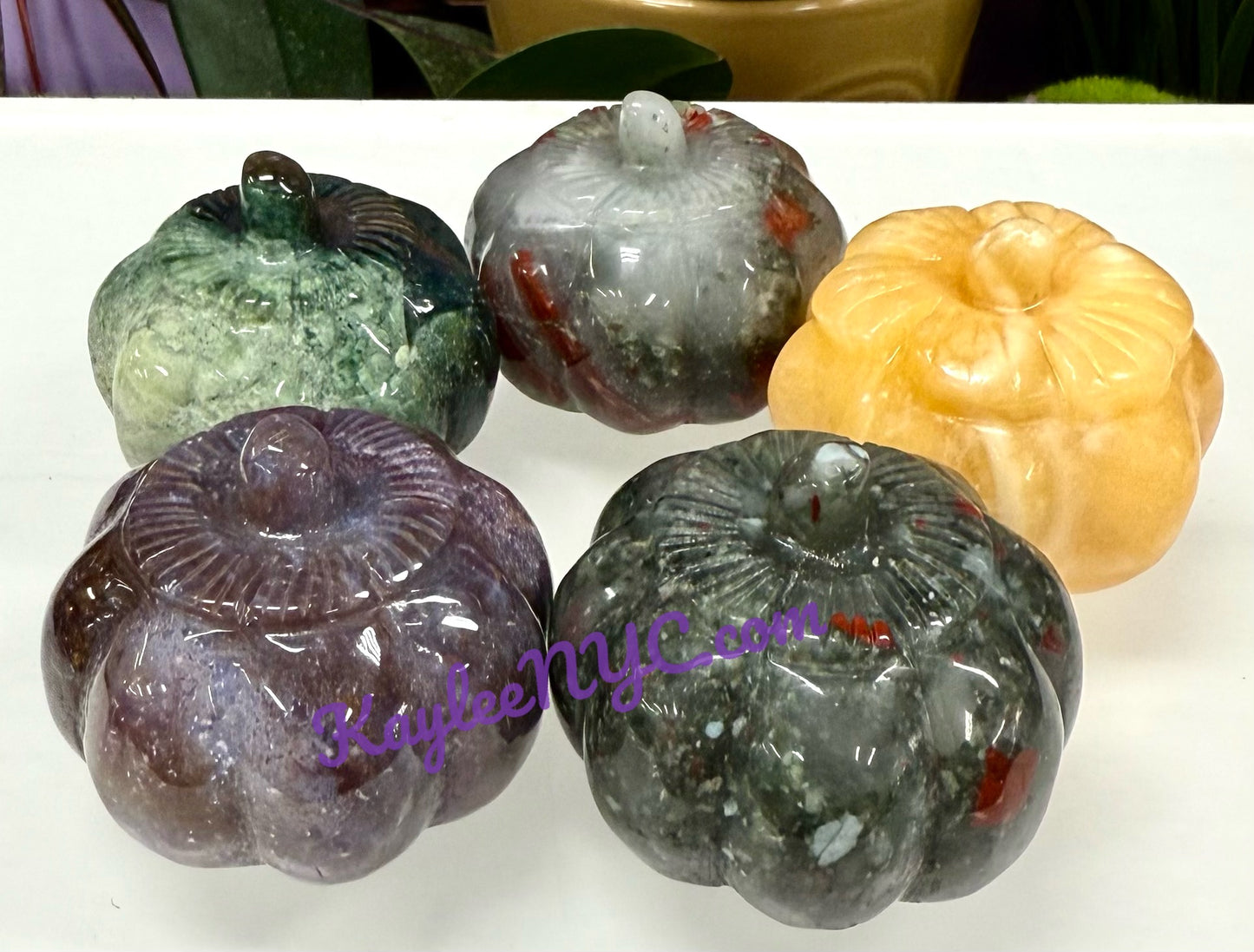 5 PCs 2” Natural mix Crystals Pumpkin healing energy