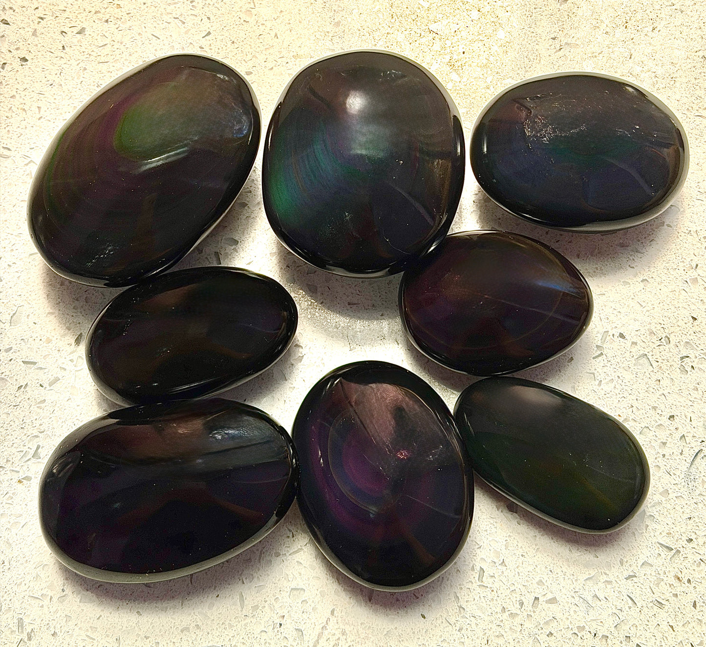 Wholesale 2 Lb Lot Natural Rainbow Obsidian Palm Stones Crystal Energy
