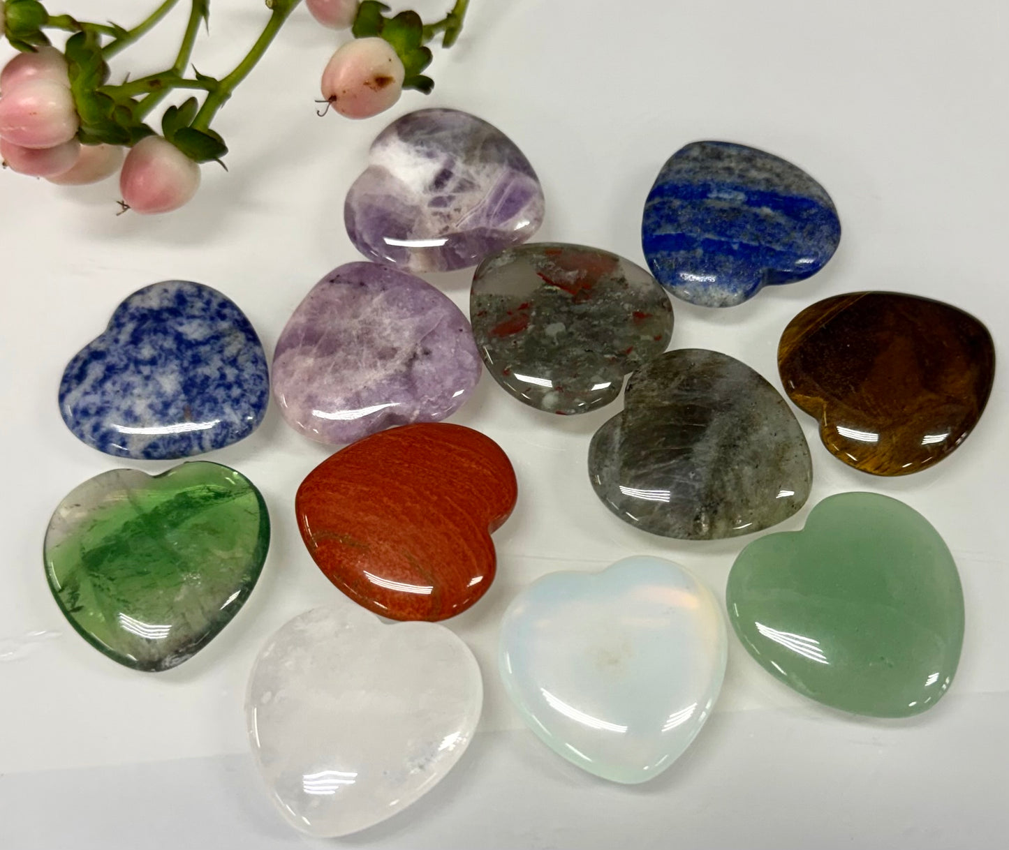 Wholesale Lot 12 Pcs 30mm Mixed Crystal Hearts Healing Energy