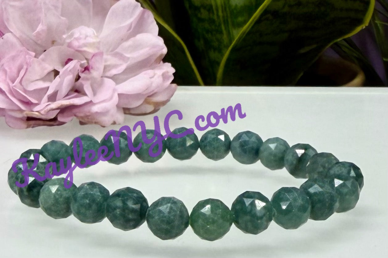 Wholesale 6 Pcs Natural Faceted Jade Jadeite 8mm 7.5” Crystal Healing Stretch Bracelet