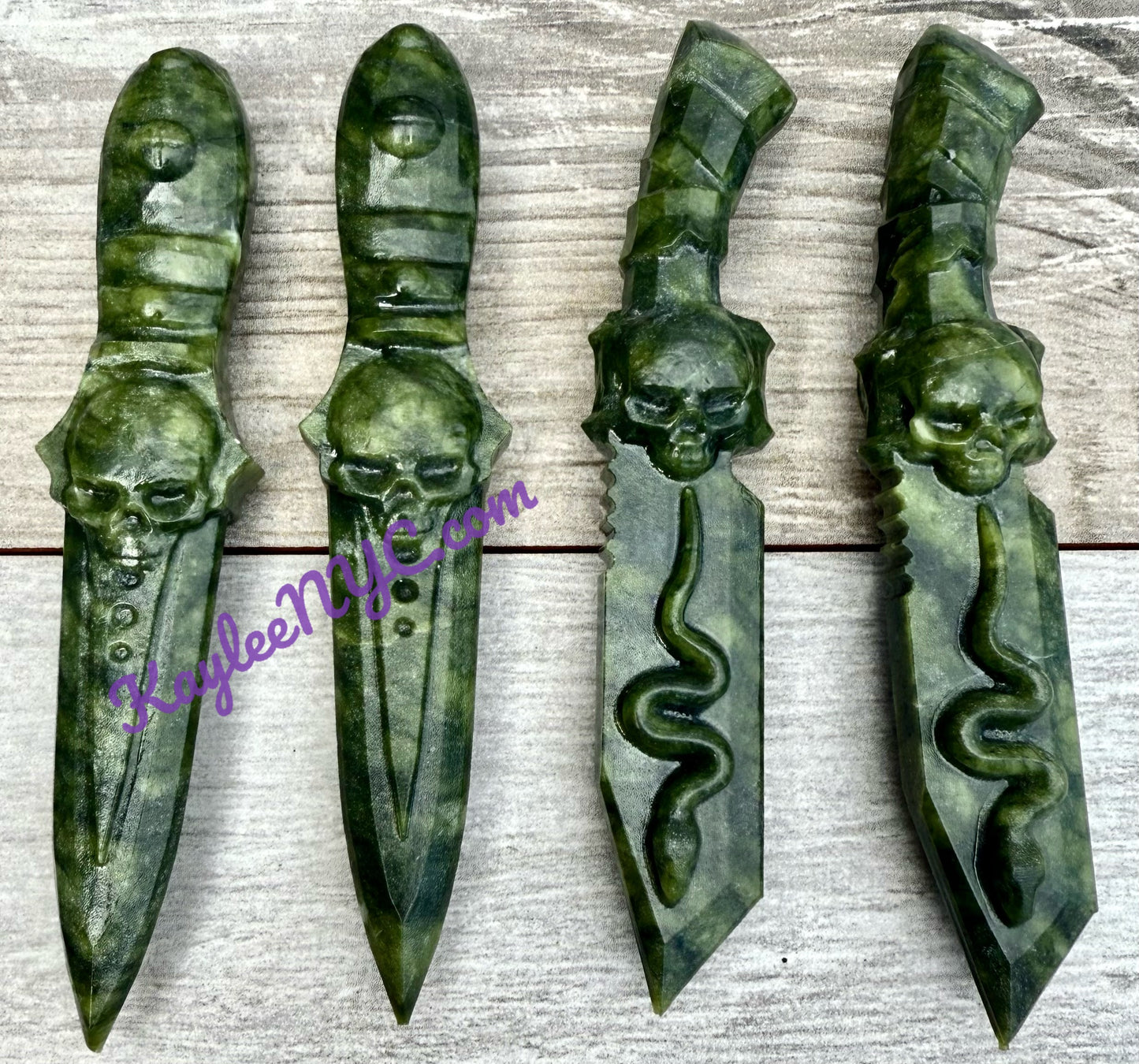 Wholesale Lot 4 pcs Natural Nephrite Jade Knife Crystals Healing Energy