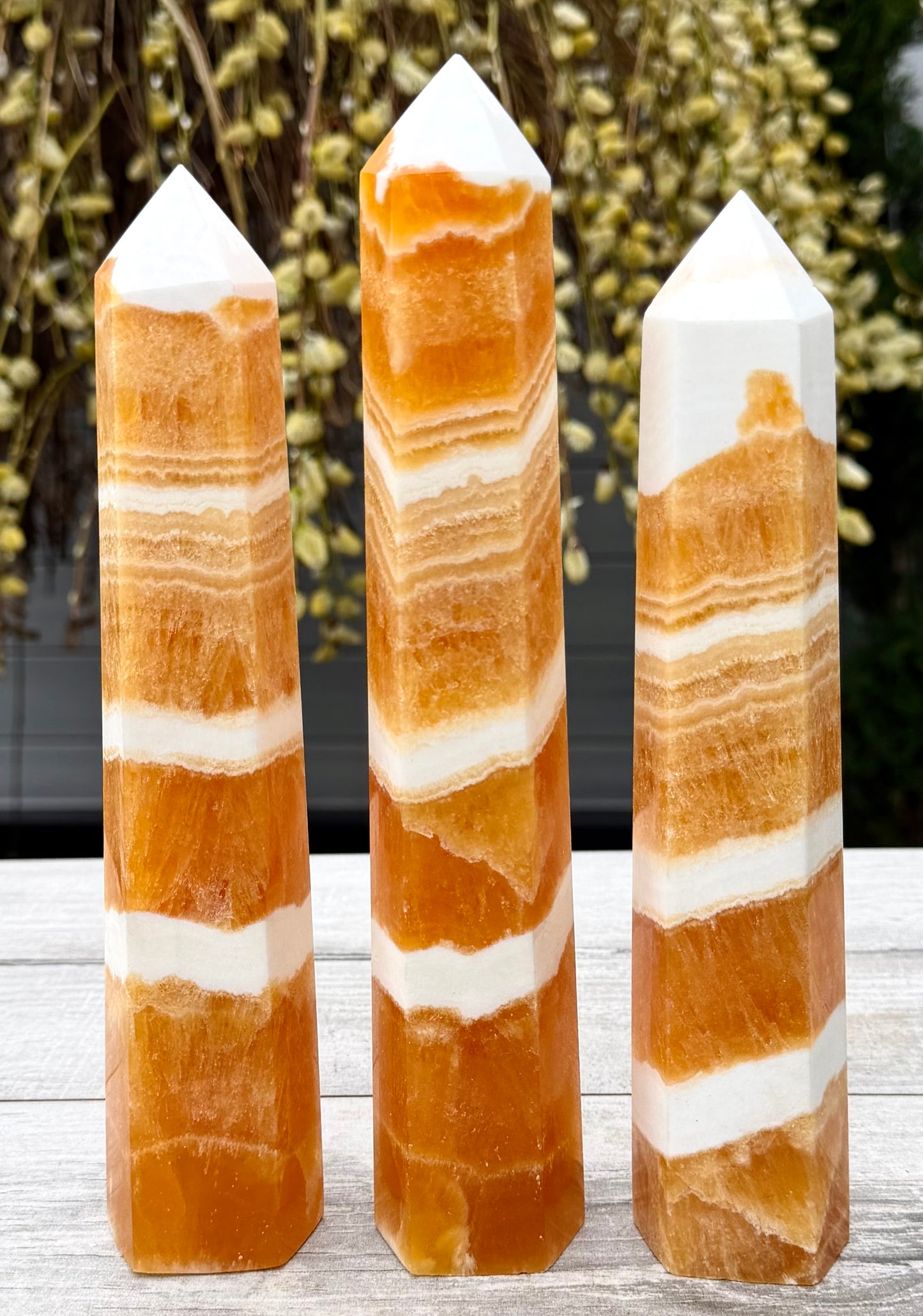 Wholesale Lot 3 pcs Natural Orange Calcite tower Obelisk Point Crystal Healing