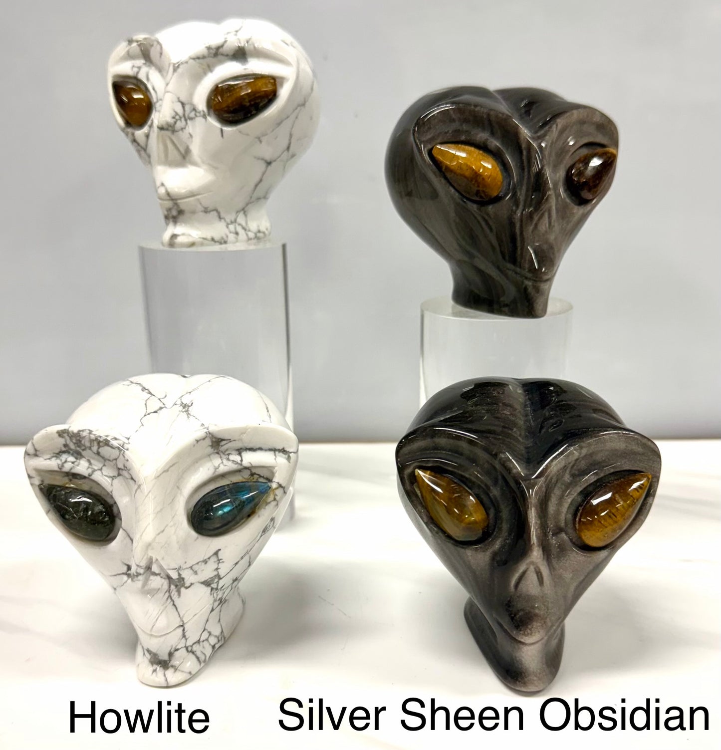 4 PCs Natural Mix Crystal Alien Head 7cm Healing Energy