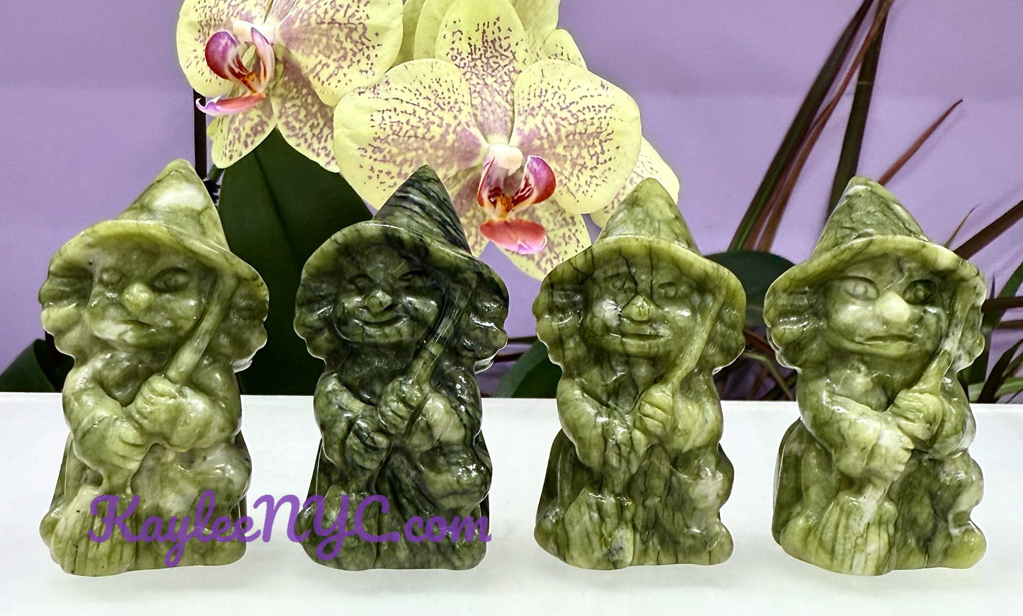 Wholesale lot 4 PCs Natural Nephirte Jade Witch 6cm Crystal Healing Energy