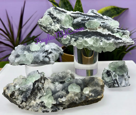 4-5 PCs Natural Fluorite Chalcedony Quartz Specimen Crystal Raw