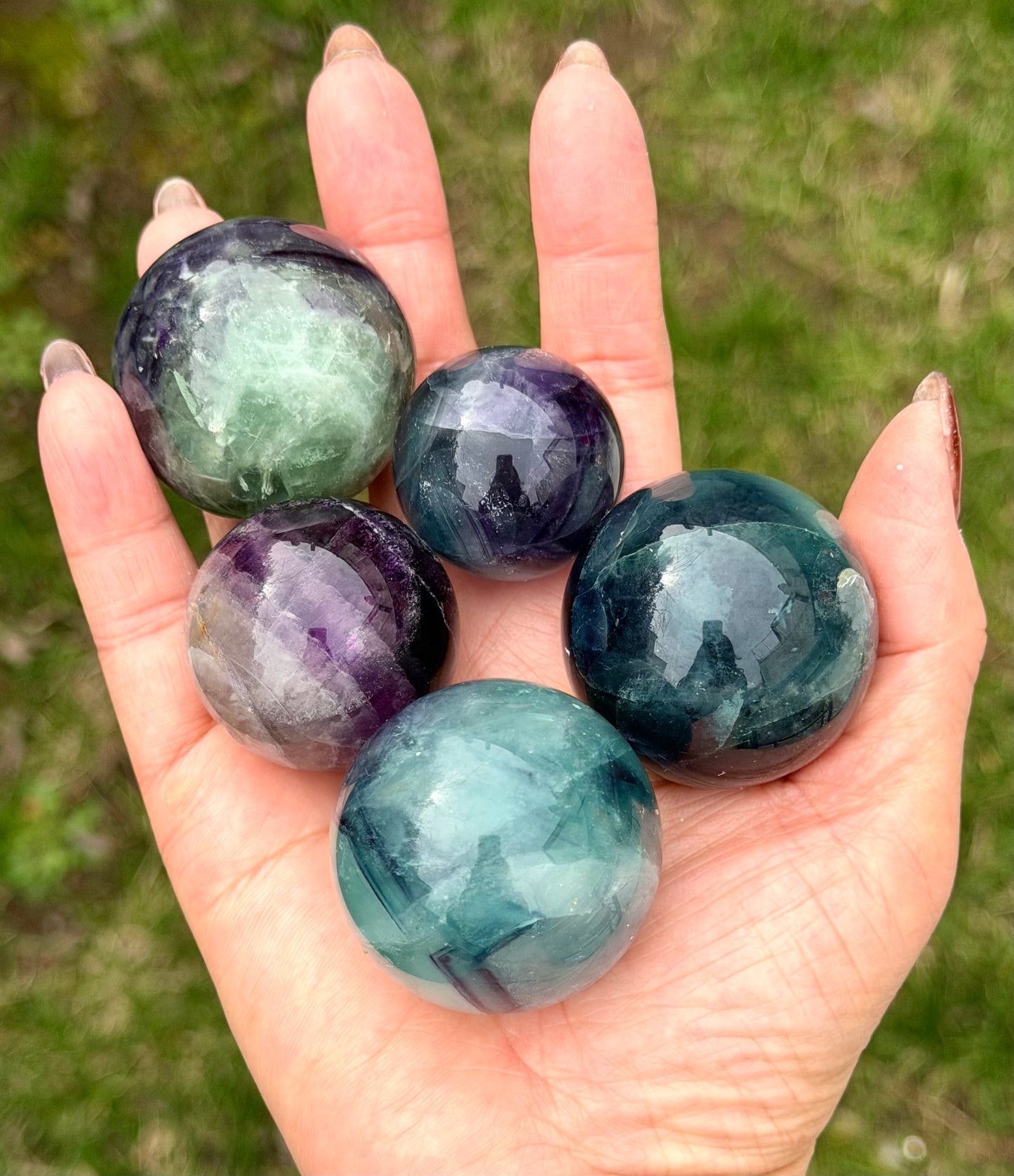 Wholesale Lot 10 Pcs Natural Fluorite Sphere Crystal Ball 1.9-2lbs Healing energy