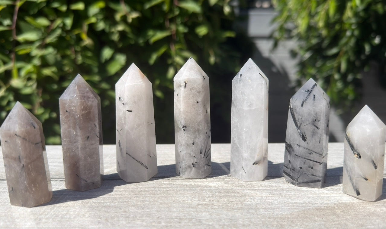 Wholesale Lot 1 Lb Natural Tourmalinated Quartz Obelisk Tower Point Crystal Healing 6-8 pcs
