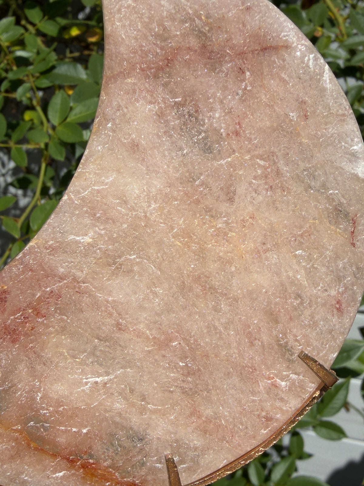 Wholesale Lot 4 PCs Natural Pink Hematoid Fire Quartz Moon with Stand Healing Energy