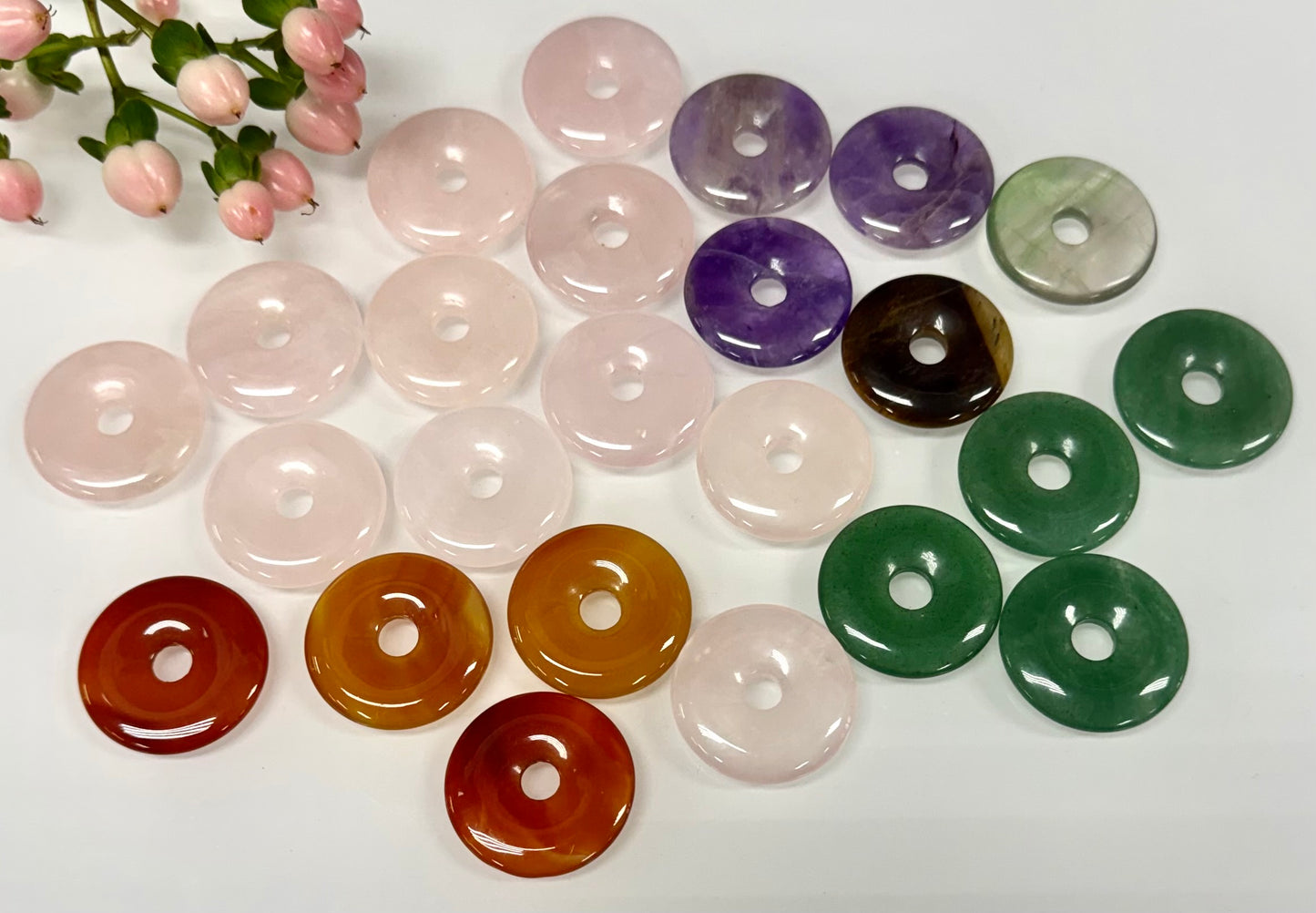 24 PCs Natural Crystal Donuts Healing Energy