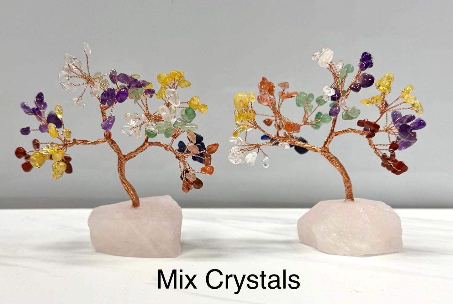 Wholesale Lot 4 Pcs Bonsai Tree with Rose Quartz Crystal Base