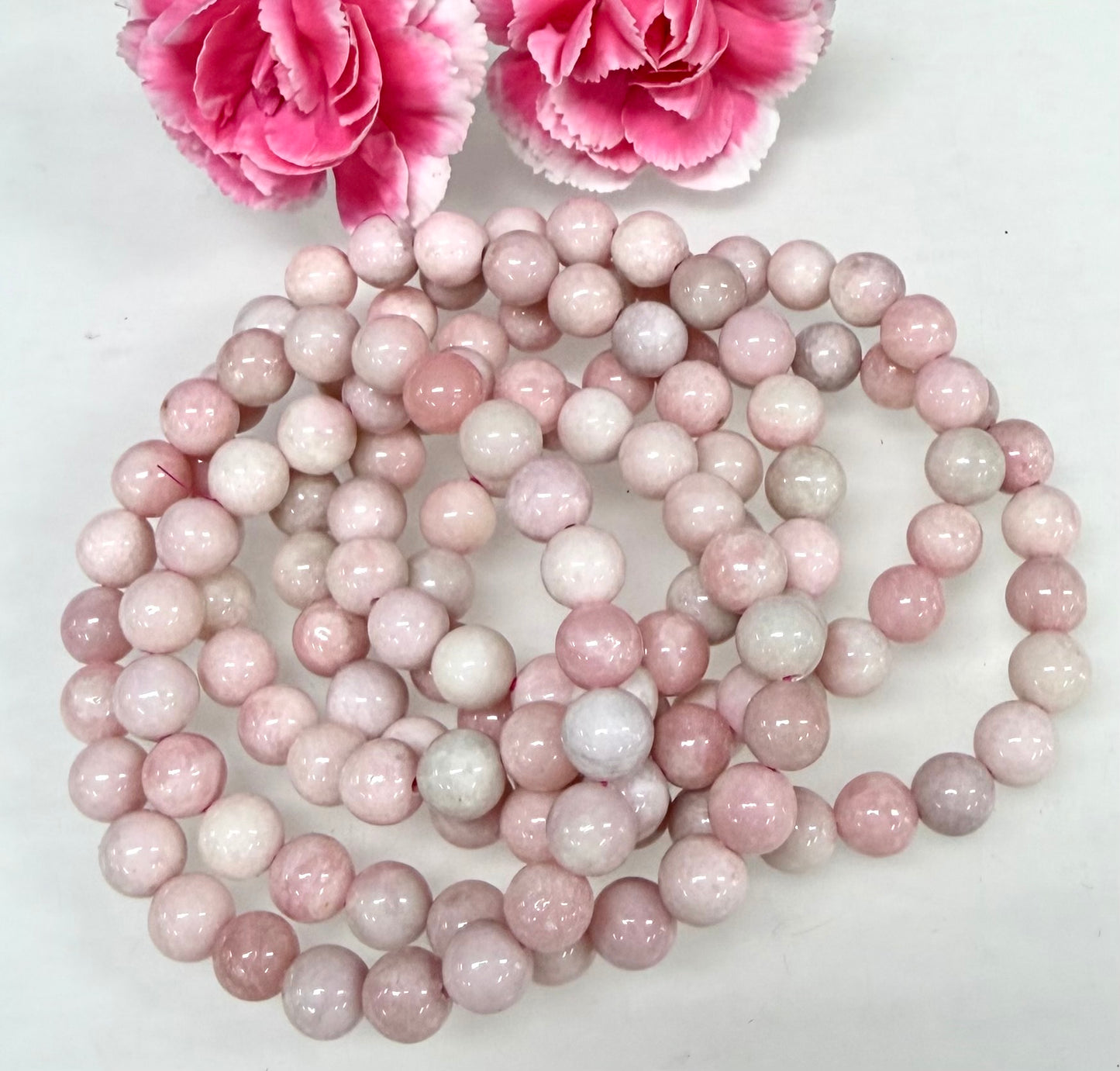 Wholesale 6 Pcs Natural Pink Opal 8mm 7.5” Stretch Bracelet Crystal Healing Energy